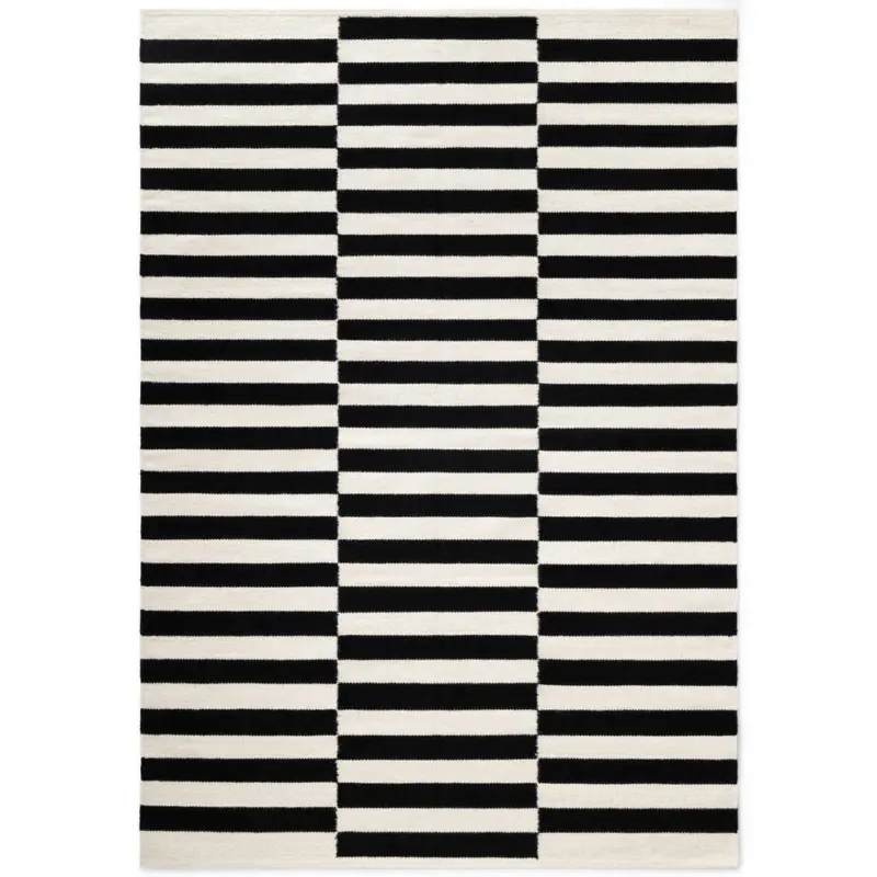 Handwebteppich 120/180 cm Donna Schwarz, Wei&szlig;