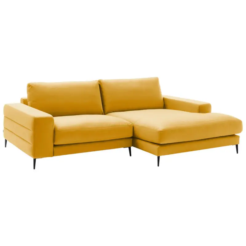 Ecksofa in Velours Currygelb 253/177 cm