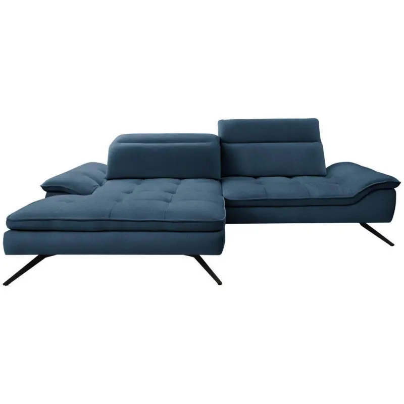 Ecksofa in Chenille Blau 179-202/288 cm