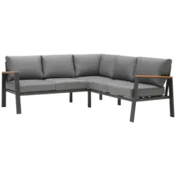 Loungegarnitur 12-teilig 200/200 cm Eukalyptusholz massiv Aluminium