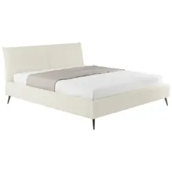Polsterbett gepolstertes Kopfteil, Bettkasten, Lattenroste Beige 140/200 cm