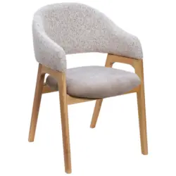 Armlehnstuhl in Holz, Textil Taupe
