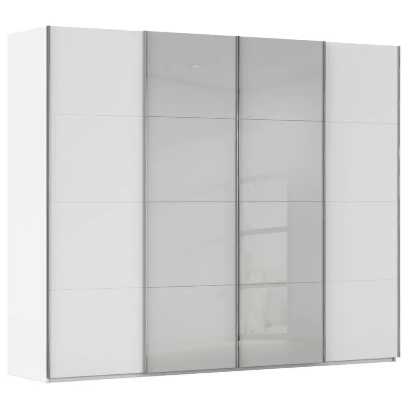 Schwebet&uuml;renschrank in Wei&szlig;, Seidengrau