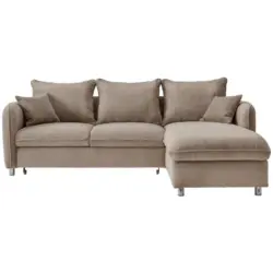 Eckschlafsofa in Cord Graubraun