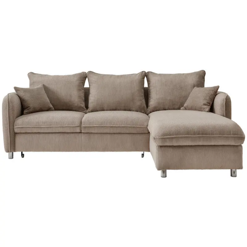 Eckschlafsofa in Cord Graubraun