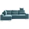 Ecksofa in Flachgewebe T&uuml;rkis R&uuml;ckenkissen, Nierenkissen, Nackenst&uuml;tze, Bettkasten, Schlaffunktion, R&uuml;cken echt 188/260 cm