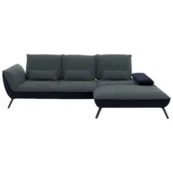 Ecksofa in Flachgewebe Blaugrau 301/191 cm