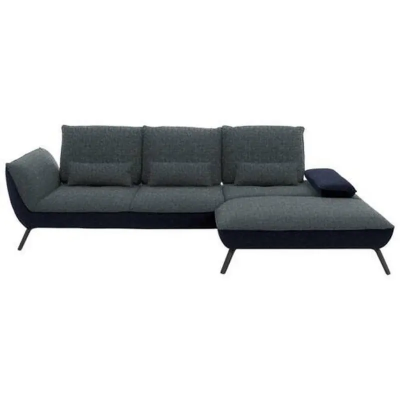 Ecksofa in Flachgewebe Blaugrau 301/191 cm