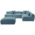 XXXLutz Lauterach - Ihr M&ouml;belhaus bei Bregenz Ecksofa inkl. Hocker Bloom in Flachgewebe, Teddystoff Blau 315/235 cm