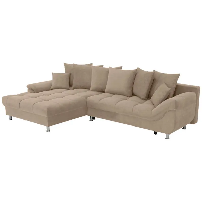 Ecksofa Erice in Flachgewebe, Mikrofaser Taupe 198/312 cm