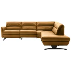 Ecksofa in Echtleder Currygelb 286/258 cm