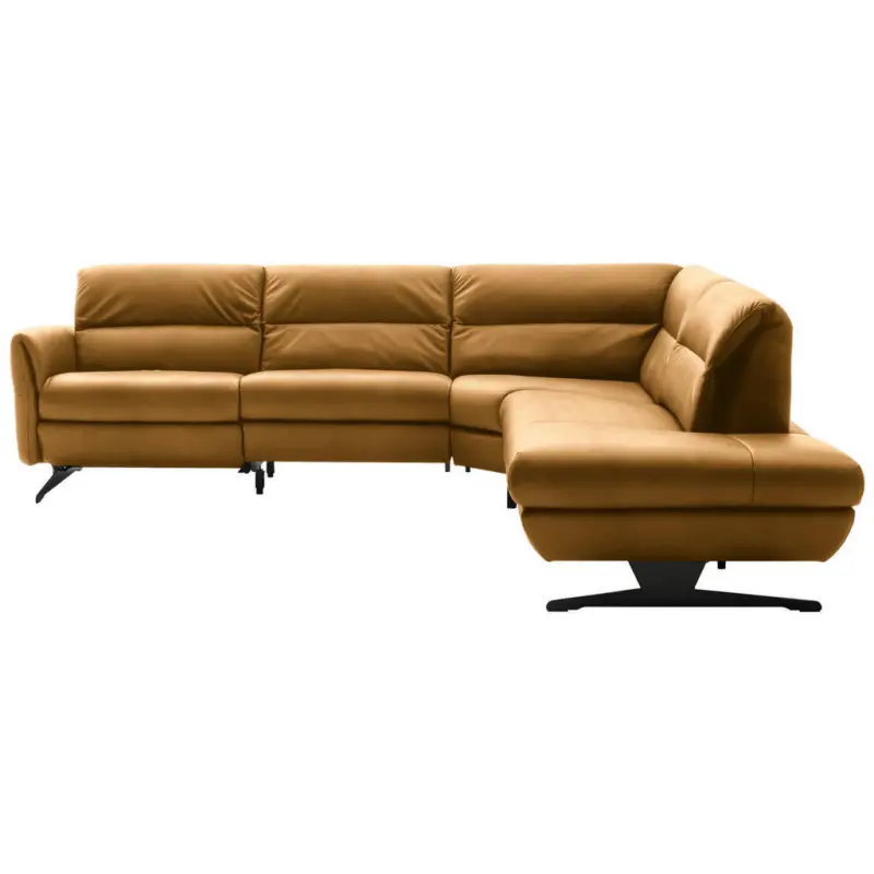 Ecksofa in Echtleder Currygelb 286/258 cm