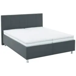 Polsterbett Matratze, gepolstertes Kopfteil, Lattenrost, Bettkasten Dunkelgrau 180/200 cm