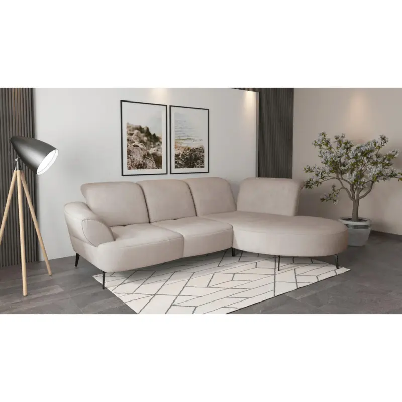 Ecksofa Dance E in Flachgewebe Greige 313/208 cm