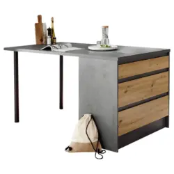 K&uuml;cheninsel in Anthrazit, Eiche Artisan