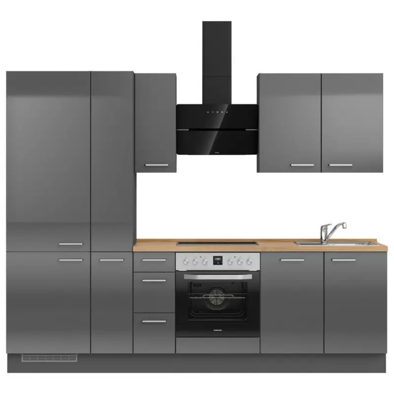 K&uuml;chenblock 270 cm in Eichefarben, Schieferfarben