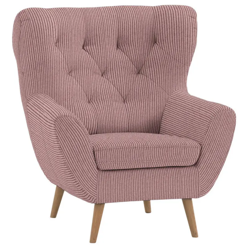 Ohrensessel in Cord Rosa