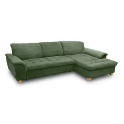 Ecksofa in Mikrofaser Gr&uuml;n 281/170 cm