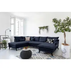 Wohnlandschaft Marselle in Mikrofaser Dunkelblau