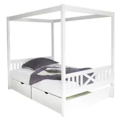 Himmelbett 140/200 cm in Wei&szlig;