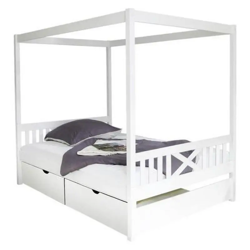 Himmelbett 140/200 cm in Wei&szlig;