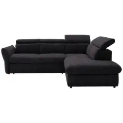 Ecksofa in Webstoff Schwarz 254/224 cm