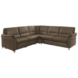 Ecksofa in Echtleder Graubraun 262/262 cm