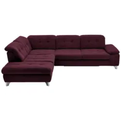 Ecksofa in Chenille Aubergine 260/310 cm