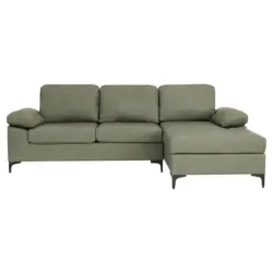 Ecksofa in Lederlook Gr&uuml;n 262/135 cm