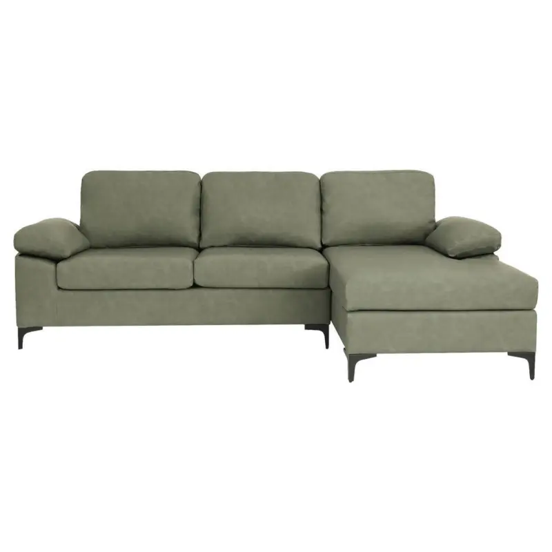 Ecksofa in Lederlook Gr&uuml;n 262/135 cm