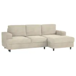 Ecksofa in Cord, Velours Beige 247/140 cm