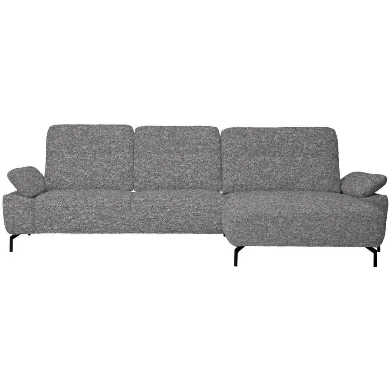 Ecksofa in Chenille, Flachgewebe Grau 318/165 cm