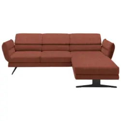 Ecksofa in Flachgewebe Rostfarben 279-327/176-217 cm