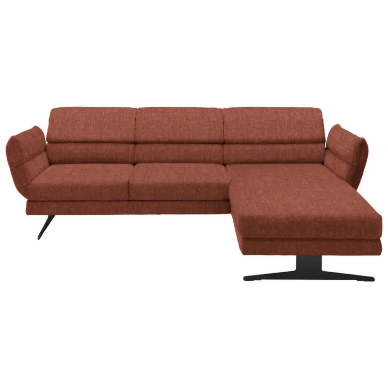 Ecksofa in Flachgewebe Rostfarben 279-327/176-217 cm