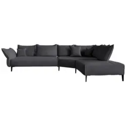 Ecksofa in Chenille, Flachgewebe Graphitfarben 340/272 cm