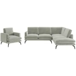 Sitzgarnitur Bali in Flachgewebe Hellgrau