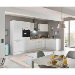 Eckk&uuml;che 330/165 cm in Wei&szlig;, Eiche Artisan