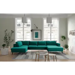 Wohnlandschaft in Samt, Velours Petrol