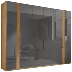 Dreht&uuml;renschrank in Eiche Bianco, Lavagrau