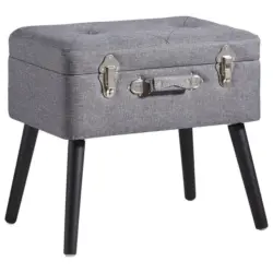 Hocker in Holz, Textil, Holzwerkstoff Anthrazit, Schwarz