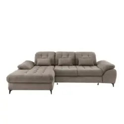 Eckschlafsofa in Cord Graubraun