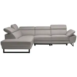 Ecksofa in Echtleder Greige 225/281 cm
