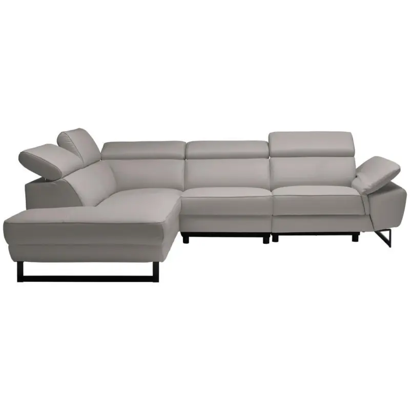 Ecksofa in Echtleder Greige 225/281 cm