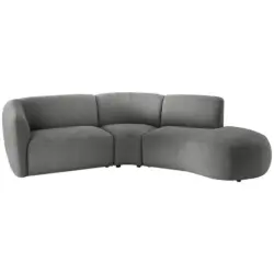 Ecksofa in Mikrofaser Graubraun 276/182 cm