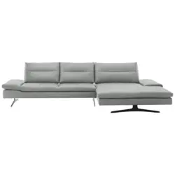 Ecksofa in Echtleder Grau 342/158 cm