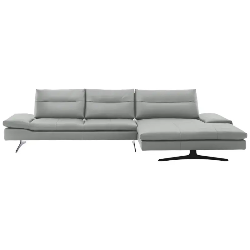 Ecksofa in Echtleder Grau 342/158 cm