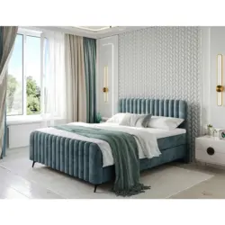 Boxbett 200/200 cm in Naturfarben, Petrol