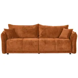 Boxspringsofa in Chenille Rostfarben Landhaus