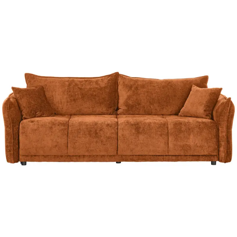 Boxspringsofa in Chenille Rostfarben Landhaus