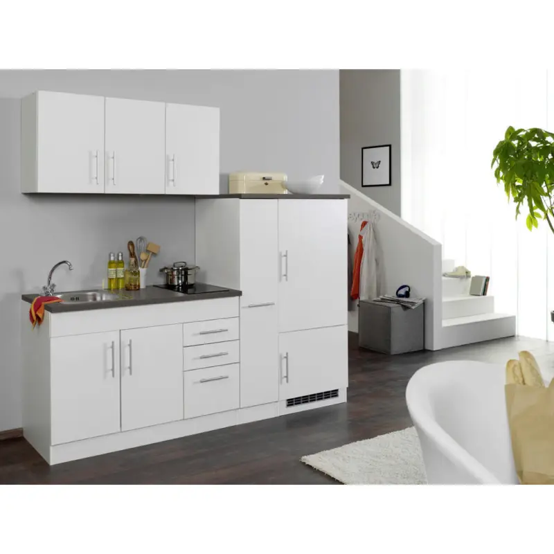 K&uuml;chenblock 210 cm in Wei&szlig;